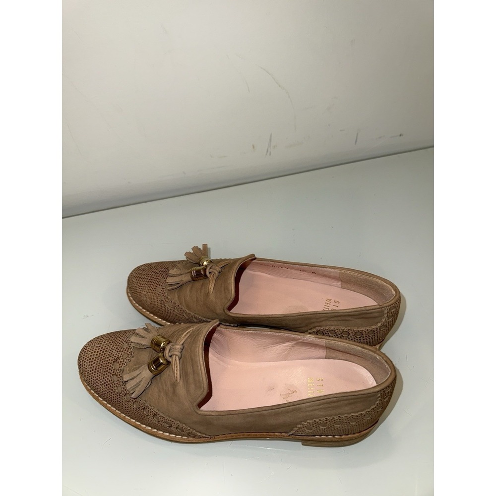 Stuart Weitzman Tan Leather Tassel Loafers Flats Oxfords Shoes Women's Size 4.5M - Picture 6 of 10